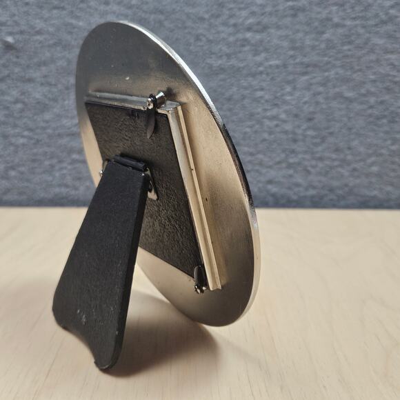 Vintage Black Silver Rhinestone trimmed round picture frame 5.25inches diameter - Picture 6 of 8